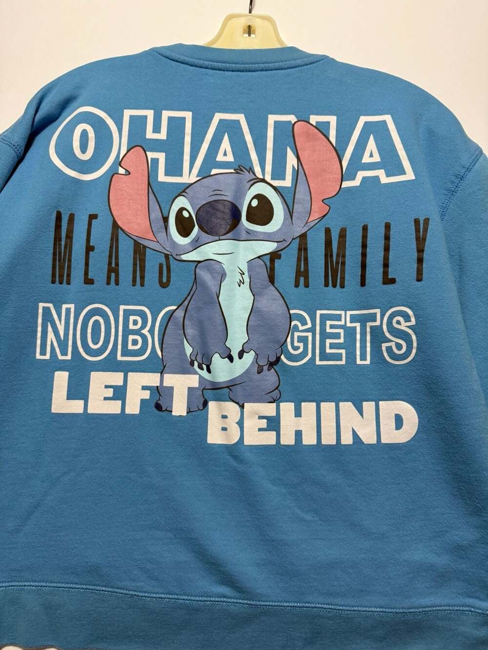 Disney Lilo & Stitch Ohana Means Family Embroidered Blue Crewneck Sweatshirt